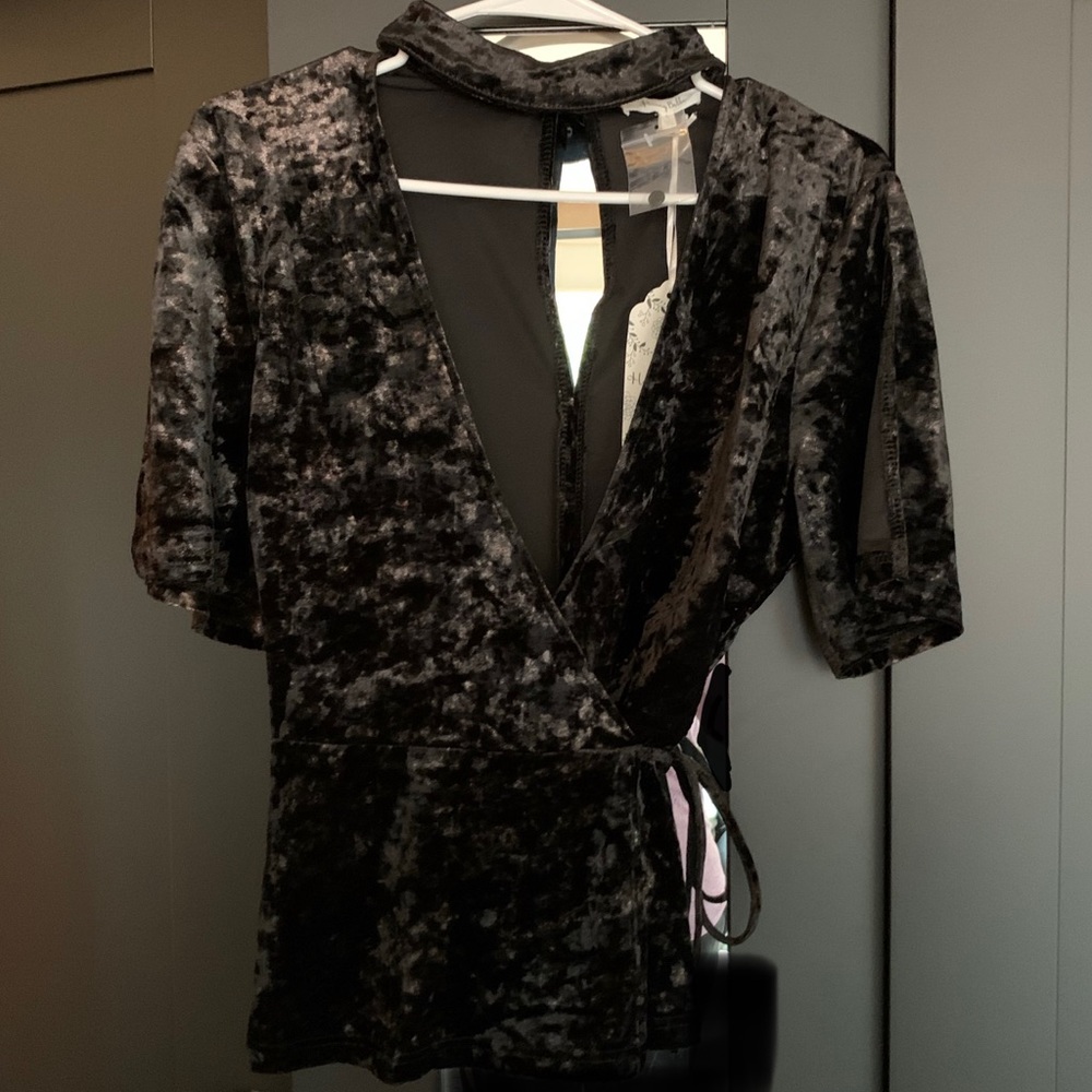 Black Velvet Wrap Top